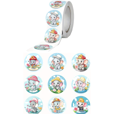 Elephant Stickers - Cute little Elephants surrounded by flowers 500's Roll